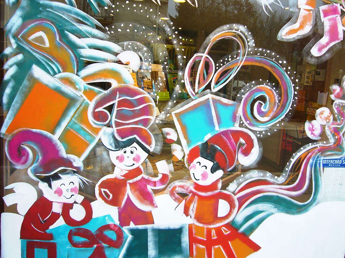 Nathalie GURD - NG Décoration - Vitrines de Noël - Décor événementiels - Peinture Vitre 