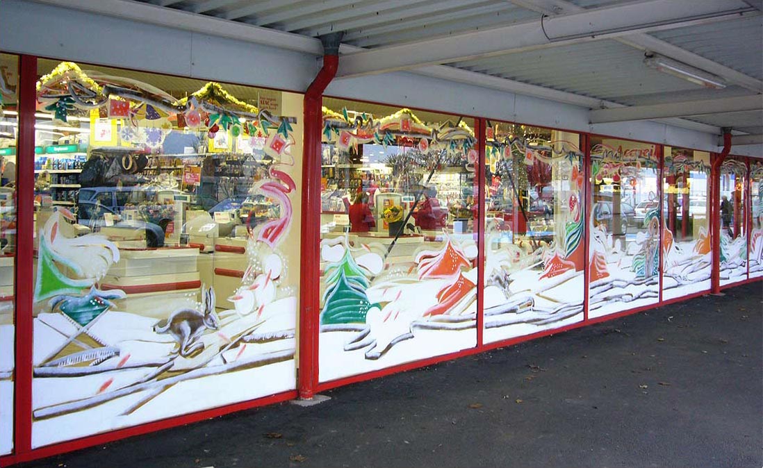 Nathalie GURD - NG Décoration - Vitrines de Noël - Décor événementiels - Peinture Vitre